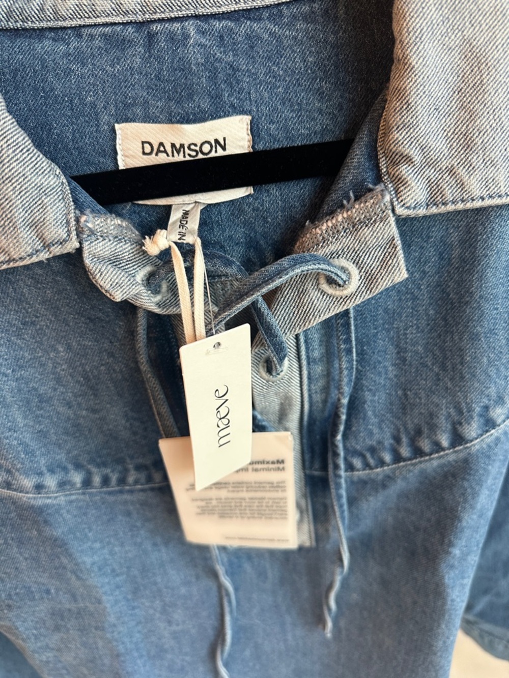 Damson Madder Women's Blue Denim Lace-Up Pullover Jacket - Picture 2 of 6